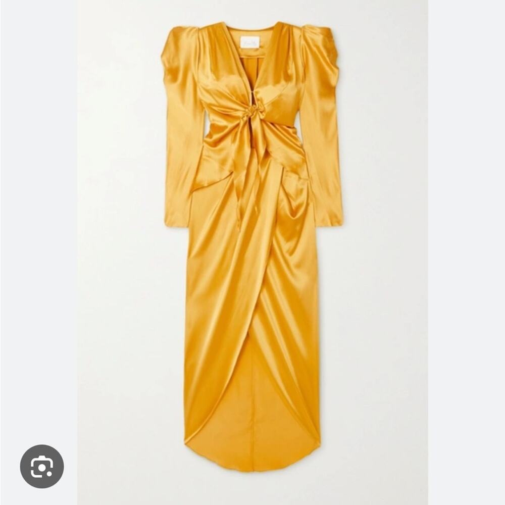 Johanna Ortiz Gold Satin Dress